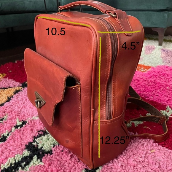 Square Leather Backpack - Picture 4 of 14